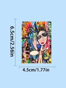 50张抽象艺术涂鸦贴纸，趣味风格矩形海报贴纸，防水PVC材质，适用于头盔装饰、信封贴纸、汽车装饰、派对装饰、标签贴纸、自粘贴纸，适用于剪贴簿、笔记本电脑、行李箱、吉他、水瓶、手机壳、时尚装饰 - 50pcs - 查看 2