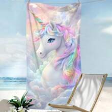 1pc Wave Design Microfiber Beach Towel, Printed Rectangular Beach Shawl Beach Mat Bath Towel Summer,Holiday