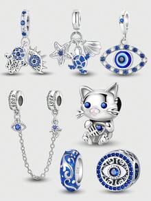 1 件 925 纯银恶魔之眼圣母吊坠饰品适用于手链 DIY 女士珠宝 - 銀色 - 查看 12