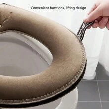 Tapis de WC doux et chaud pour l'hiver, housse de siège de toilette universelle avec fermeture éclair et poignée amovible, imperméable et lavable. Décoration de salle de bain pour l'été