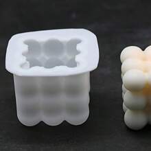 1pc Silicone Candle Mold, 3D Cube And Small Ball Shape Gifts Birthday Graduation - White - View 8