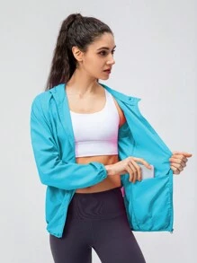 1 件女式轻薄速干夹克，防水面料户外休闲运动风衣，适合春夏季