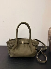 2025 New Vintage Fashion Pleated Small Tote Bag, Minimalist Commuter Shoulder Crossbody Bag - Green - View 5