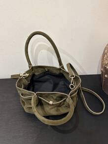 2025 New Vintage Fashion Pleated Small Tote Bag, Minimalist Commuter Shoulder Crossbody Bag - Green - View 2