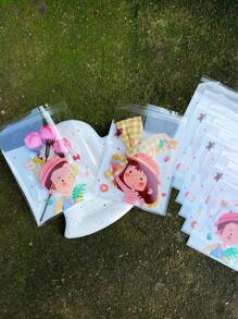 100pcs Cute Cartoon Character Printed OPP Self-Sealing Bags, With Male And Female Patterns, Party Favor Gift Packaging Bags, Suitable For Party, Gathering, Activities, Decoration - White - View 5