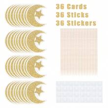 36 piezas Adornos para cupcakes con estrellas y lunas, adornos de papel brillante dorado para decoración de cumpleaños, boda, fiesta, decoración del hogar, decoración de habitación, artículos para fiestas, novia