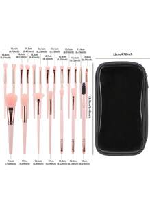 20pcs Makeup Brush Set With Black Pouch, Soft Bristles, Non-Shedding, Travel Friendly Cosmetic Tools - Multicolor - View 2