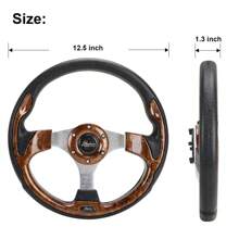 Roykaw Universal Golf Cart Steering Wheel Compatible With EZGO TXT, RXV/Club Car DS, Precedent, Tempo, 12.5 Inch Classic Steering Wheel With PVC Leather Grip - Hạt gỗ - Xem 5