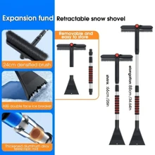 Pelle à neige multifonction amovible, grattoir et brosse pour pare-brise de voiture, outil d'enlèvement de neige et de glace pour l'hiver