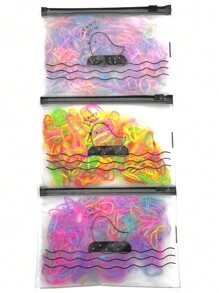 6 Bolsa Elástico De Cabelo Feminino Descartável Multicolorido - Multicolorido - Visão 3