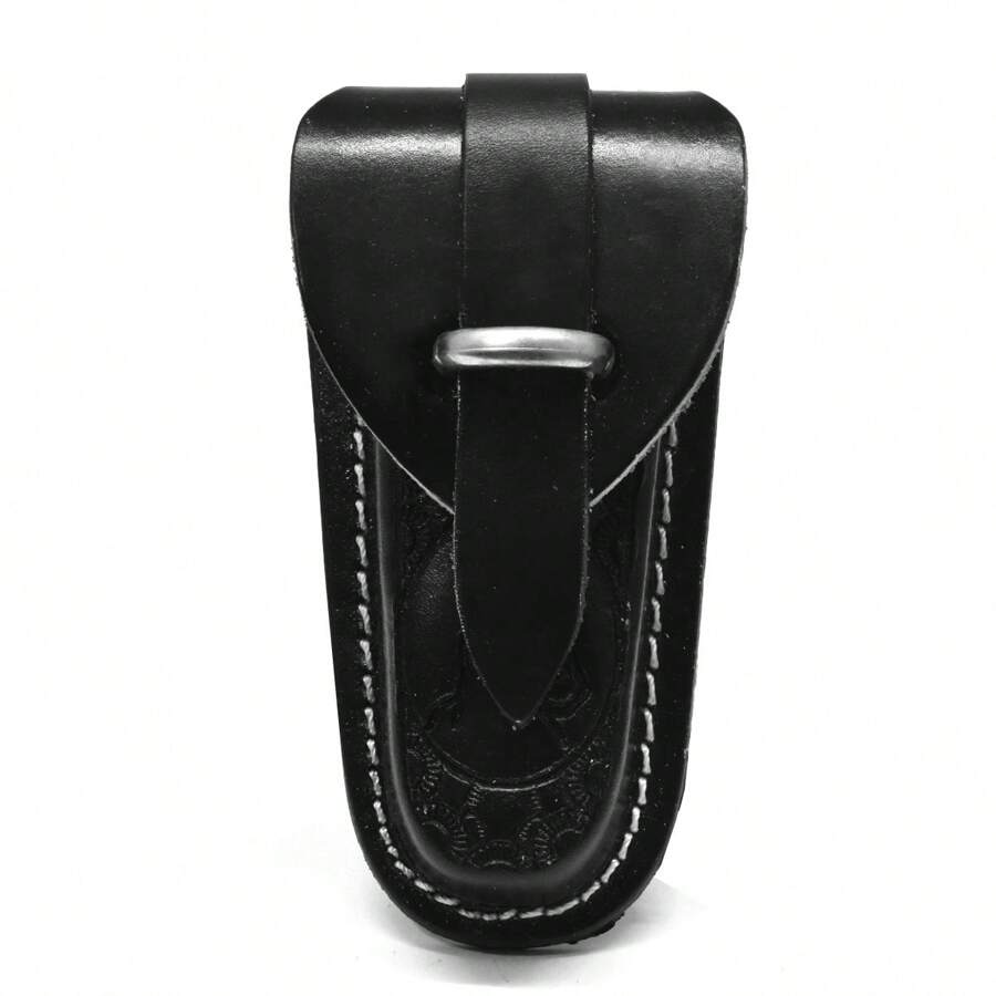 Atrevidu's Rustic Leather Ring Knife Sheath - Black Muladero - View 1