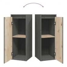 Gray Solid Pine Wood Wall Cabinets Set Of 2 30x80 Cm Ideal Storage Solution For Home Or Office - 灰色 - 查看 8