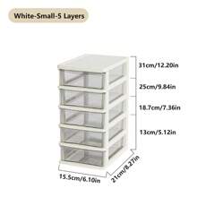 2-6 Layers Small Desktop Storage Box With Drawer, Elevated Desk Organizer, Office Storage Cabinet Made Of Plastic For Stationery At Home