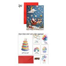 1pc/2pcs/24pcs Charming & Fun Christmas Reindeer Greeting Card, Watercolor Birthday Card, Invitation Card, Thank You Card, Personalized Design, Cartoon Pattern Series, Comes With Envelope, Perfect Gift For Christmas, Birthday, For Him/Her, Family, Friends, Siblings, High-Quality Thick Card Stock, Comfortable Texture