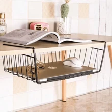 2pcs/1pc Under-Desk Hanging Layered Storage Basket, Student Dorm Room Wardrobe Desk Organizer Rack, Kitchen Spice Rack