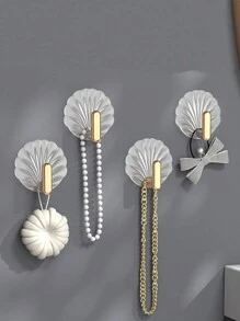 2/4 piezas Ganchos con forma de concha, ganchos adhesivos, ganchos de pared autoadhesivos impermeables, perfectos para colgar toallas, llaves, abrigos en cocina, baño, dormitorio