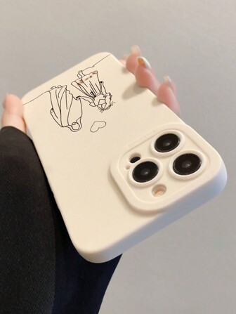 1pc Jesus Pattern White Background Full Coverage Shockproof Phone Case Compatible With IPhone 16/15/14/13/12/11 Waterproof Anti-Fall Scratch Resistant