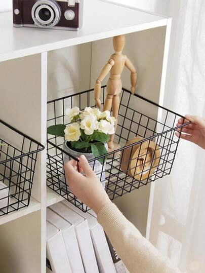 1pc/4pcs Metal Wire Mesh Storage Basket, Iron Frame Organizer Bin For Bathroom, Kitchen