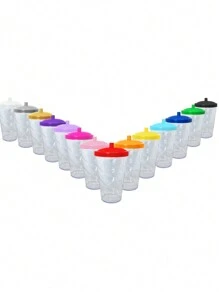 15 Twister Cups 400ML Colored Lid And Transparent Straw - 白水晶玻璃 - 查看 2
