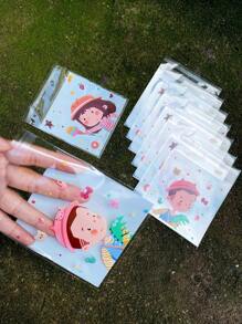 100pcs Cute Cartoon Character Printed OPP Self-Sealing Bags, With Male And Female Patterns, Party Favor Gift Packaging Bags, Suitable For Party, Gathering, Activities, Decoration - White - View 3
