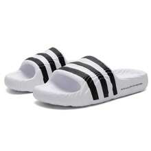 Adidas 阿迪达斯 Adilette 22 男女通用拖鞋，IF3668 - 白/黑 - 查看 3