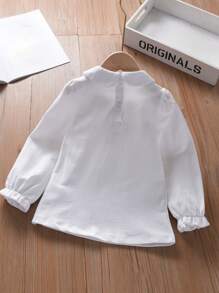 Girls' Long Sleeve Collar Embroidery Children Clothing - White - View 2