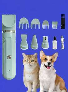四合一升级版宠物毛发修剪器套装：适用于狗和猫的低噪音无绳电动美容工具，包括指甲磨床、爪子修剪器和毛发修剪器 - 彩色 - 查看 2