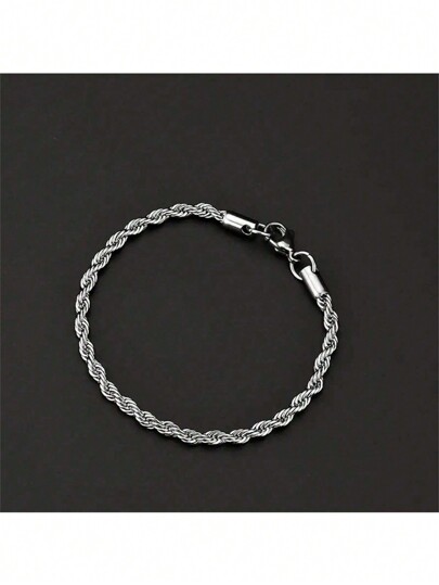 1 pieza Pulsera de acero inoxidable con eslabones retorcidos, joya de moda unisex como regalo