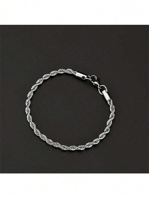 1 pieza Pulsera de acero inoxidable con eslabones retorcidos, joya de moda unisex como regalo