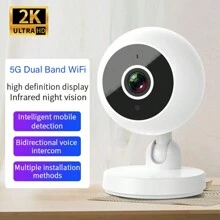 2K 全高清无线 WiFi 安全摄像头，智能家居室内/室外摄像头，红外夜视，双向音频，运动检测，360° 旋转，通过移动应用程序进行远程实时查看