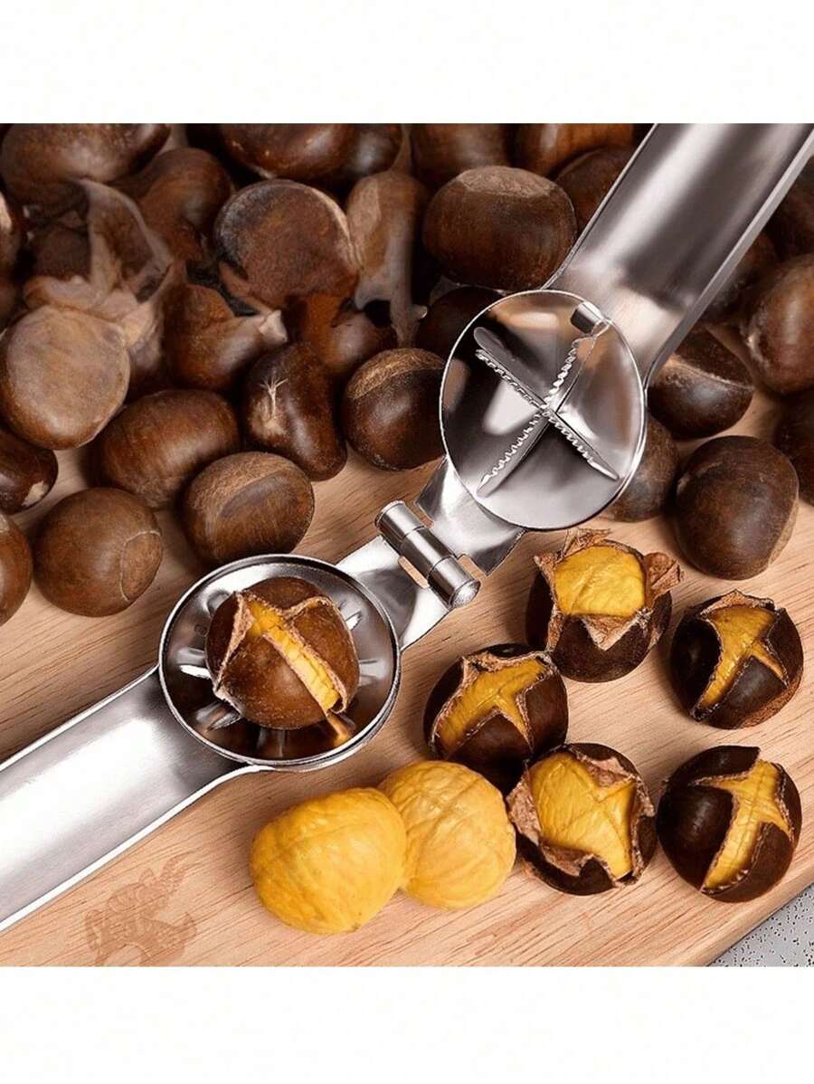 1/2 件装栗子切刀工具，栗子开瓶器，不锈钢胡桃夹子 - 易于使用的夹子，高效的开瓶器，方便的栗子和核桃剥皮器 - 家庭厨师和厨师必备的厨房配件，适用于酒店 - 彩色 - 查看 1