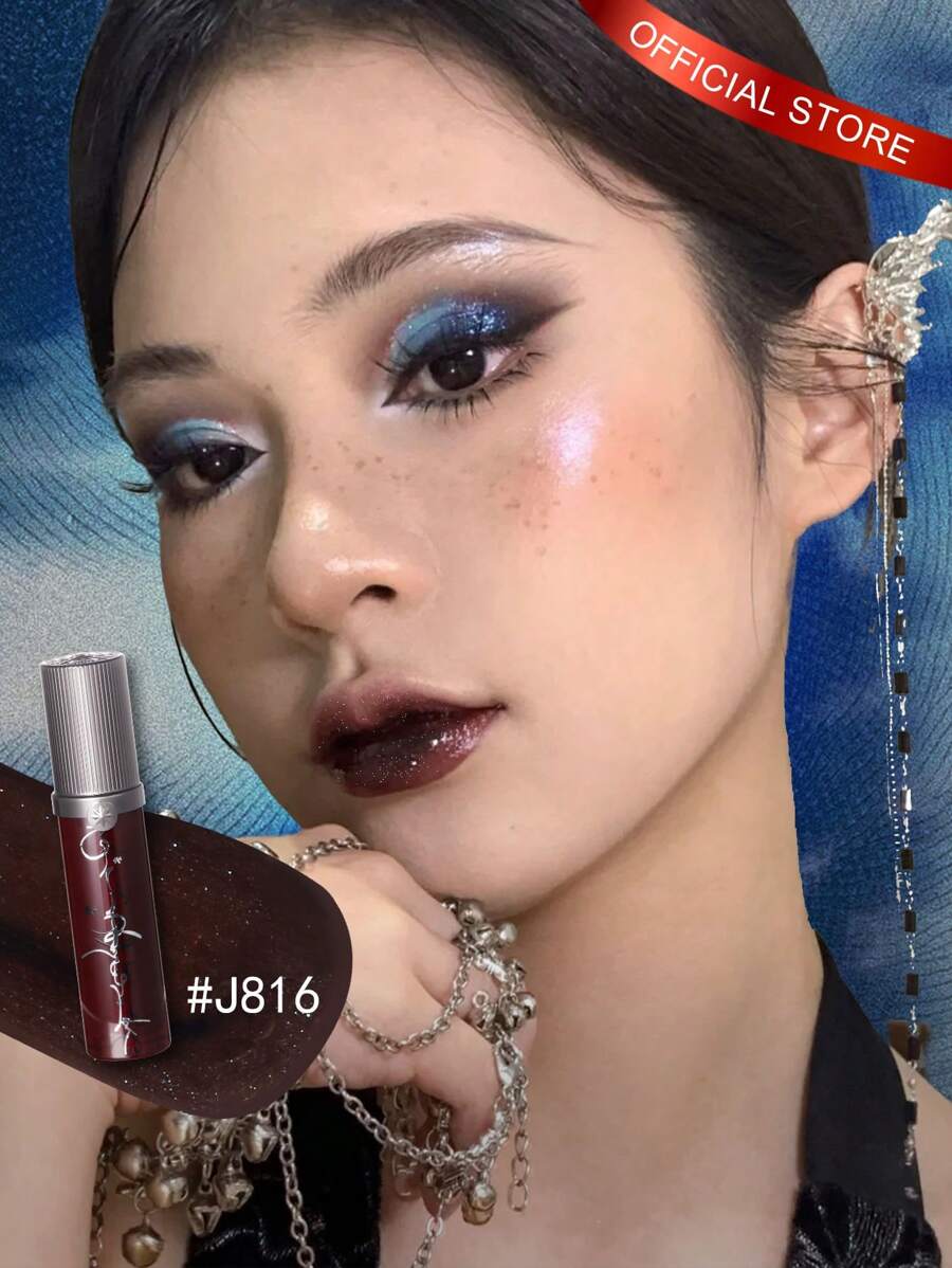 GIRLCULT Brilho Labial Unreal J816 Eve, Batom, Brilho Labial de Glitter Diamante, Inchador, Duradouro, Alta Luminosidade Hidratante, Cor Metálica Cintilante e Acabamento Camaleônico Brilhoso, Longa Duração, PRESENTE