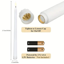 3pcs/6pcs Black White LED Long Pole Electronic Candle Lights, Flameless Halloween Candles Lights, Simulated Candles Lights, Christmas Decoration Light, Valentine's Day Decoration Lights, Decorative Lighting For Tea Light Birthday Wedding, Dining Table Candle Light, Halloween, Tea Light, Birthday, Wedding, Party, Indoor And Outdoor Creative Scene Decoration Light, Excluding Batteries ﻿ - White - View 3