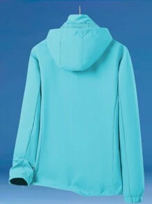 Áo khoác trùm đầu chống gió cho nữ, Áo khoác thể thao ngoài trời nhẹ, Mùa xuân/Thu - Màu xanh lam - Xem 2