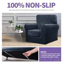 Deluxe Velvet Chair Cover With Armrests Elastic Chair Cover For 1/2/3/4 Seater Living Room Thickened Soft Armchair Cover Anti-Slip Pet Furniture Protective Cover
