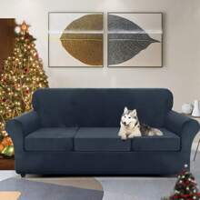 Deluxe Velvet Chair Cover With Armrests Elastic Chair Cover For 1/2/3/4 Seater Living Room Thickened Soft Armchair Cover Anti-Slip Pet Furniture Protective Cover