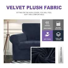 Deluxe Velvet Chair Cover With Armrests Elastic Chair Cover For 1/2/3/4 Seater Living Room Thickened Soft Armchair Cover Anti-Slip Pet Furniture Protective Cover