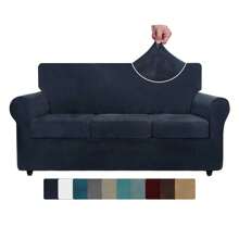 Deluxe Velvet Chair Cover With Armrests Elastic Chair Cover For 1/2/3/4 Seater Living Room Thickened Soft Armchair Cover Anti-Slip Pet Furniture Protective Cover