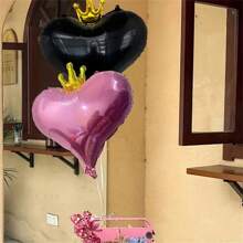 1/5/10pcs Crown & Heart Shaped Aluminum Foil Balloon In Red, Black, Blue, Pink, Faux Pearl Color, Suitable For Birthday Party, Baby Shower, Anniversary, Valentine's Day, Wedding Decoration, Room Decor, Photo Prop Back To School Valentine's Day - Multicolor - View 11