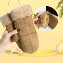 1 双女士滑雪手套，Deer Thermal 内衬加厚防水防风冬季保暖滑雪手套，均码