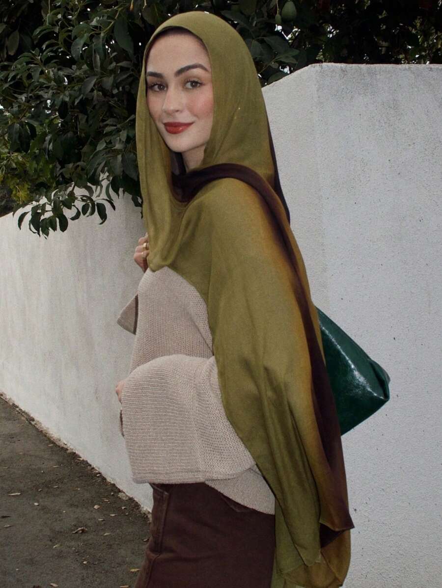 1 chiếc khăn choàng nữ kiểu Bohemian bằng vải chiffon vẽ màu nước, khăn trùm đầu mùa thu, thích hợp để sử dụng hàng ngày, có thể dùng làm phụ kiện áo choàng, khăn che mặt ngày Valentine.