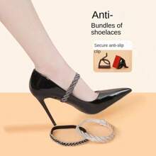1 Pair Bling Decorative Elastic Shoelaces, Fashion Rhinestones Shoe Laces For High Heels Without Slipping, Comfortable And Stylish - Multicolor - View 4