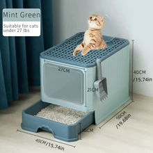 Large Fully Enclosed Cat Litter Box, With Drawer & Top Entrance, Odor-Proof And Splash-Proof(50CM*40CM*40CM) - Multicolor - View 13