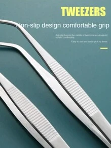 3pcs Stainless Steel Multifunctional Steel Elbow Tweezers Long Pliers Medical Tweezers Feeding Tool Anti-Slip