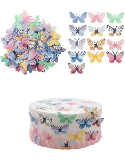 72pcs, Colorful Edible Butterfly Cake Toppers For Weddings, Birthdays -Wafer Paper Cupcake Decorations For Food Decoration And Party Supplies Back To School