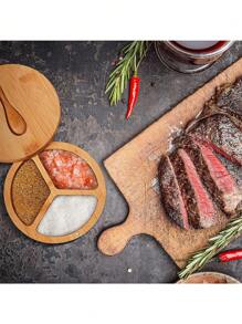 Saleiro Prático Personalizado com Nome e Padrões, Saleiro de Bambu e Madeira de Oliveira com Nome Personalizado, Saleiro Giratório com Colher, Decoração de Mesa de Cozinha, Melhor Presente