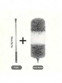 Một mảnh, Chổi lau bụi bằng sợi nhỏ (Thép không gỉ) có cán dài, Cán dài hơn với đầu có thể uốn cong, Chổi lau bụi có thể thu vào để vệ sinh quạt trần cao, mái nhà trong nhà, mạng nhện, bụi kẽ ướt hoặc khô, Vật dụng vệ sinh, Dụng cụ vệ sinh - Nhiều màu - Xem 9