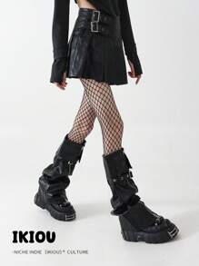 polve Y2K风格拉链PU皮革腿套，设计独特，魅力十足，高品质女士腿套，百搭优雅的中筒袜，圣诞礼物之选。 - 常規款 - 查看 2