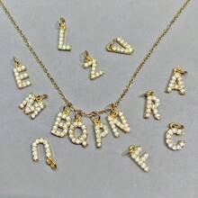 1pc Copper Zirconia 26 Letters DIY Pendant, Women Zirconia Letter Jewelry, Anniversary Gift - Silver - View 6