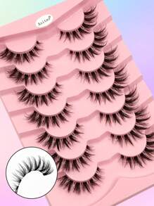 Asiteo 7 Pairs Reusable Faux Mink Eyelashes, Criss-Cross Transparent Band, Fluffy & Soft, Thick & Long, Create Natural & Voluminous Look, Suitable For Daily Makeup - Cat eye Lashes - View 6